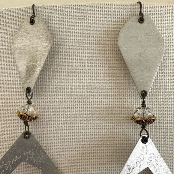 Chandra Champagne silver tone geometric statement earrings - Picture 2 of 9